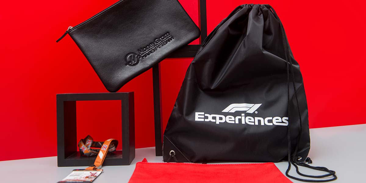 F1 luxury branded leather zip bag merchandise